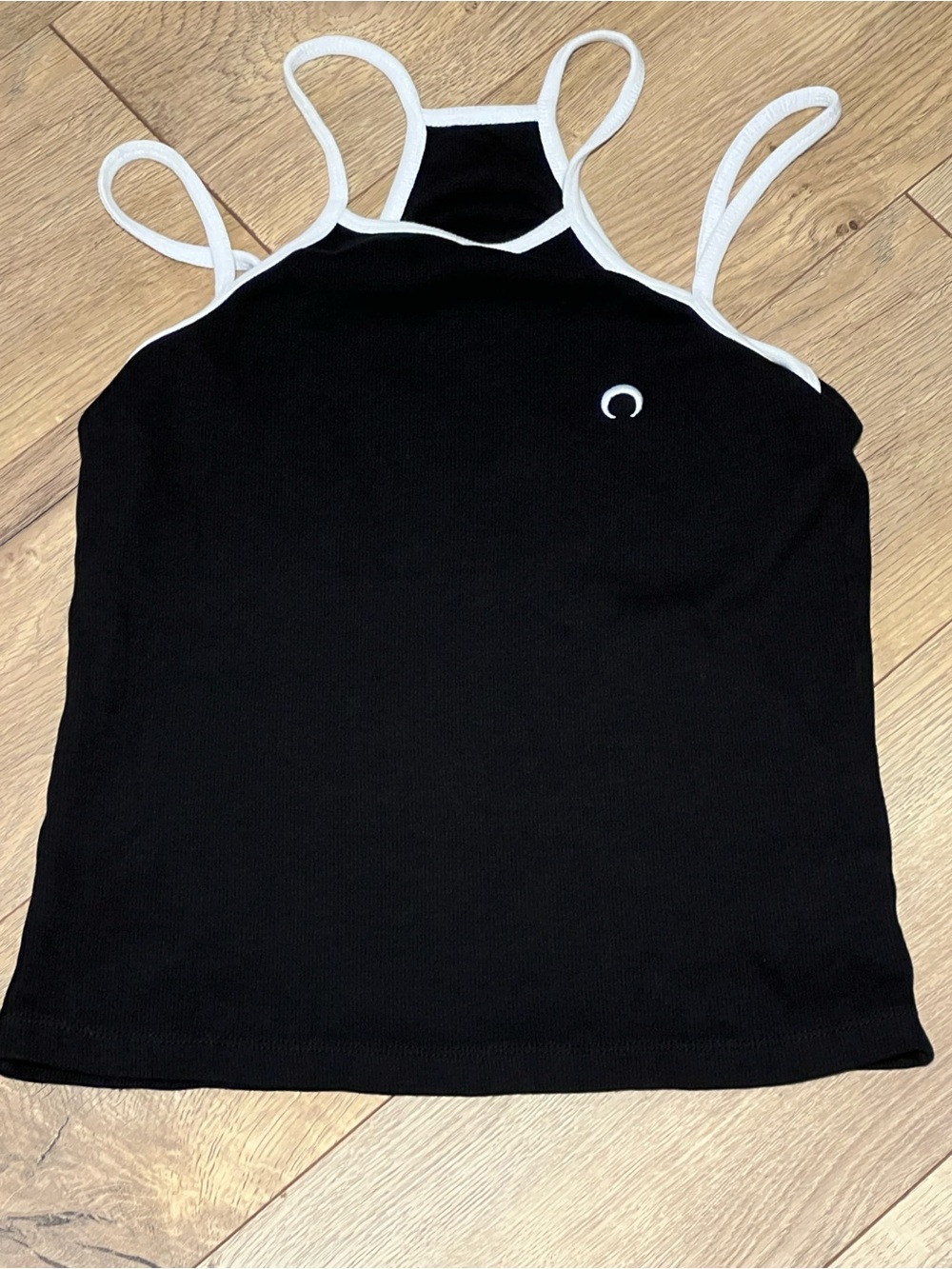 Marine Serre Black Tank Top with White Trim